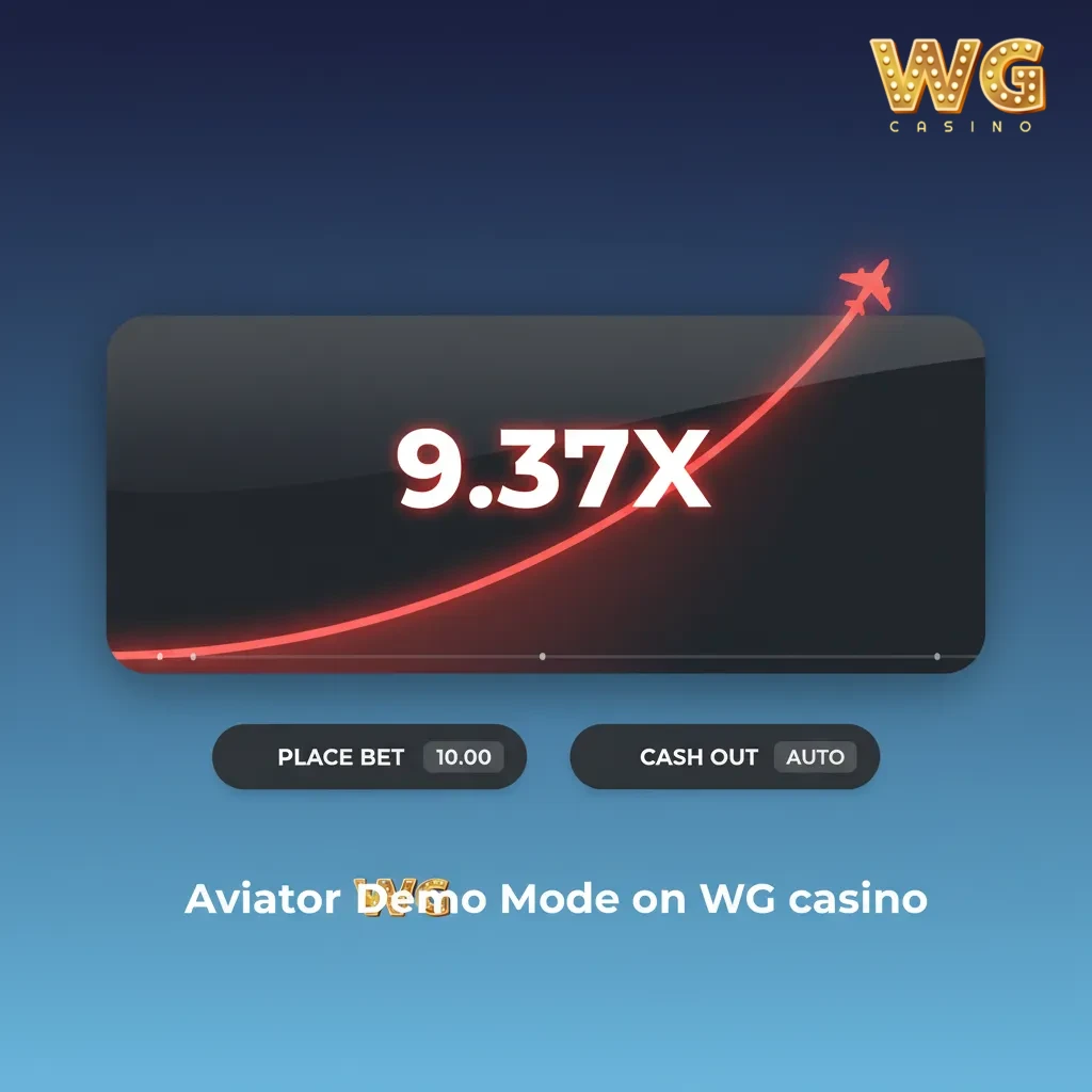 Aviator demo in WG Casino showing virtual credits, crash multiplier graph, and auto-bet/auto cash-out controls