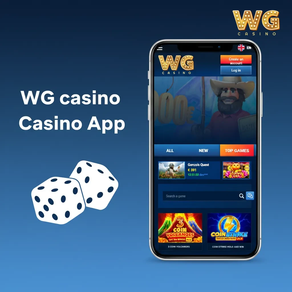 WG casino app showcasing slots and live dealers, Book of Dead, Big Bass Bonanza, Lightning Roulette, Blackjack, bonus offers.