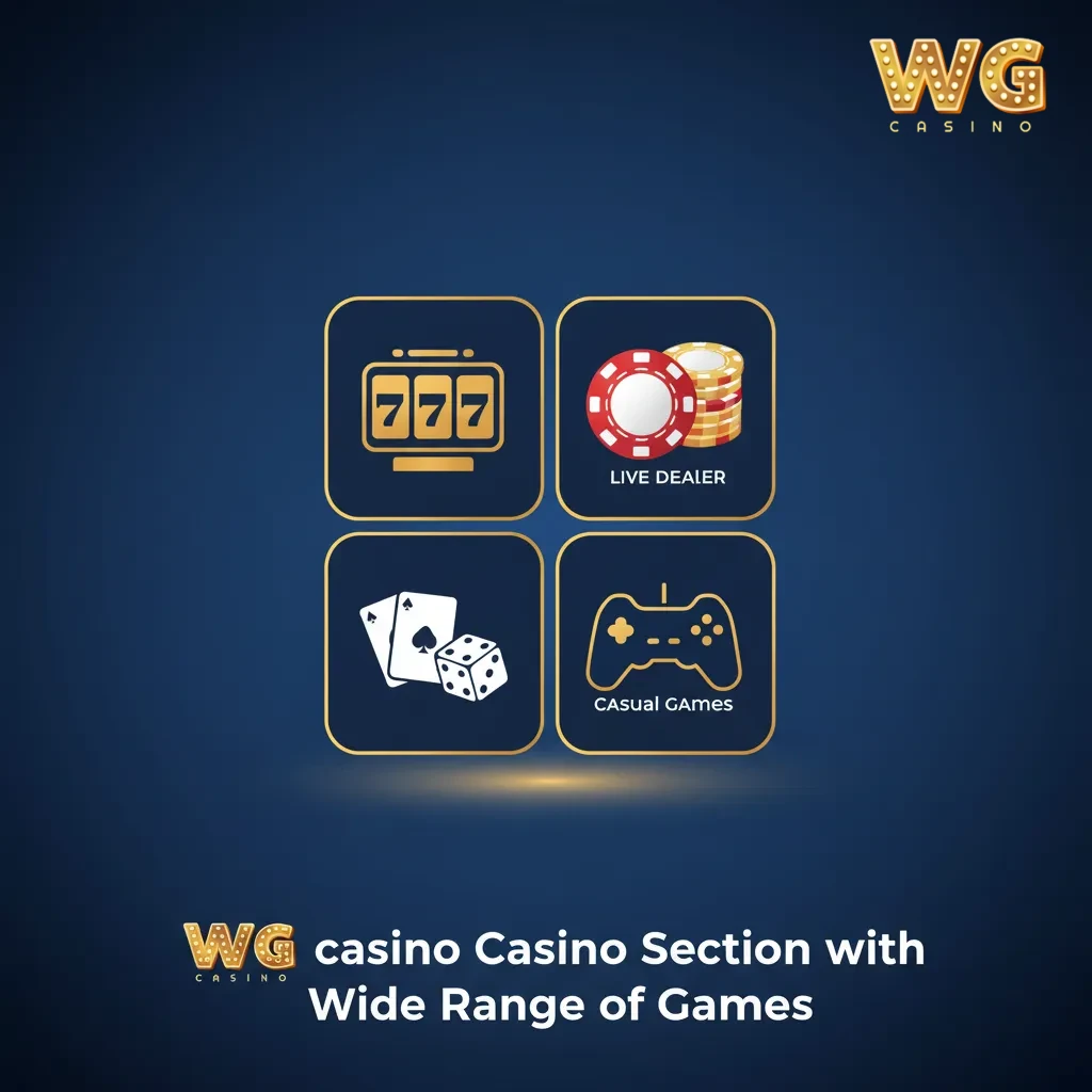 WG Casino lobby with 3,000+ games and filters; browse slots, Megaways, jackpots, table games, video poker, instant titles.