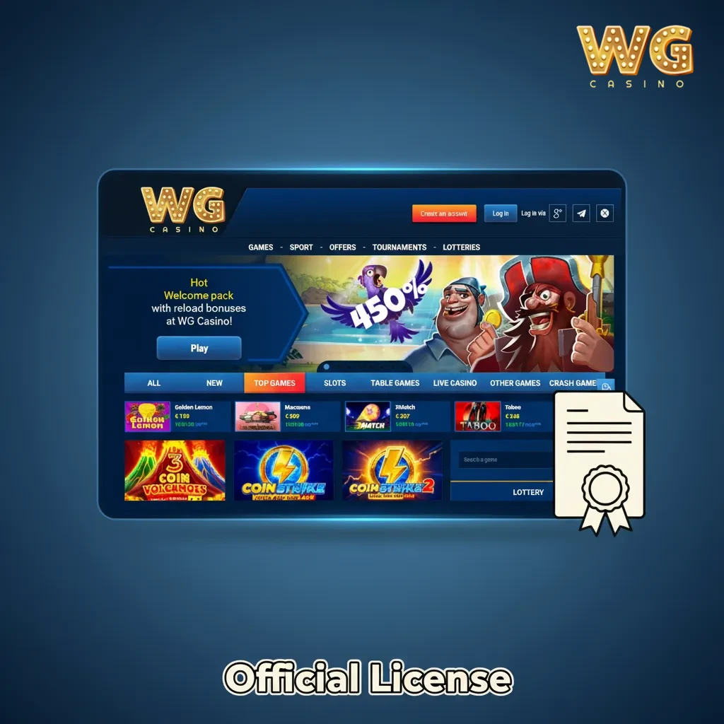 Official license notice: International remote gaming licence with issuer and date shown in footer and T&Cs.