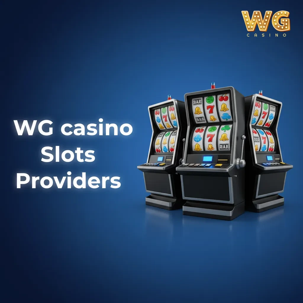 WG Casino slots providers graphic with 65 studios and game counts: Pragmatic Play, NetEnt, Play'n GO, BTG, Red Tiger, more.