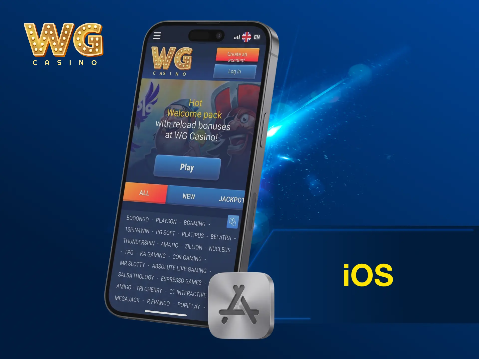 Install WG casino iOS app as a PWA from Safari on your iPhone or iPad.