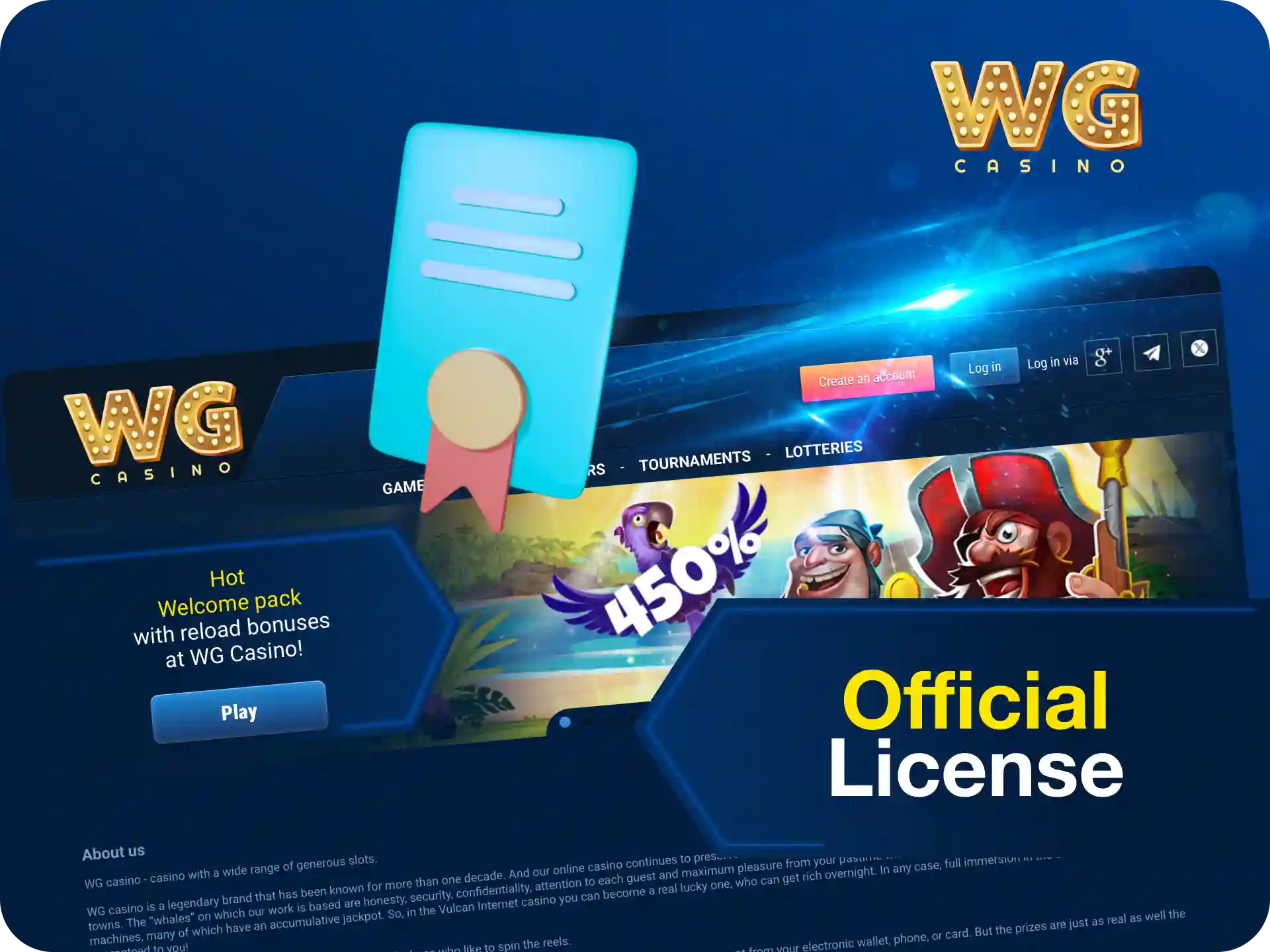 WG casino official license for safe and legal betting in the United Kingdom.
